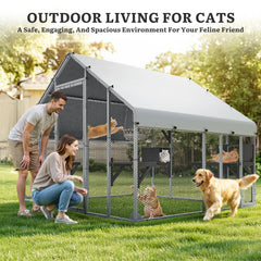 DWVO 94-inch catio side view highlights sturdy metal frame and dense mesh