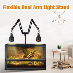 DXOPHIEX dual reptile lamp stand arm rotation enables precise light direction.