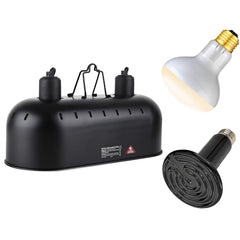 DXOPHIEX Dual Reptile Light Fixture with 150W basking bulb provides warm basking zone.