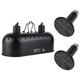 DXOPHIEX dual reptile light fixture close-up showing ceramic heat emitters for steady heat