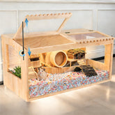 DZWLKJ wooden hamster cage 32x16 front view with spacious play space for small pets