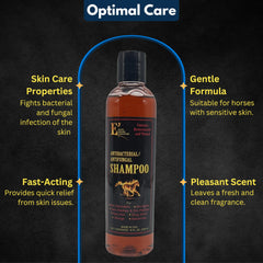 Foamy lather from E3 shampoo on a coat indicating deep cleansing for horses and dogs.