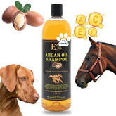 E3 Argan Oil Shampoo bottle shows premium conditioning formula for coats.