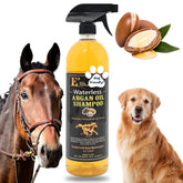 E3 Waterless Argan Oil Shampoo for Horses bottle ready for quick mane and tail grooming.