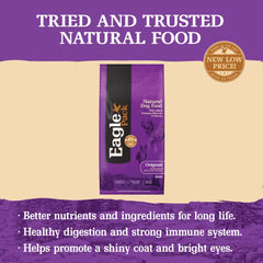 Eagle Pack Lamb & Rice dog bowl serving supports daily energy.