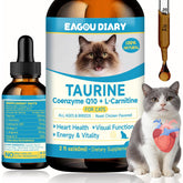 Eagou Diary Taurine for Cats Drops bottle shown; supports heart health and overall vitality
