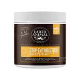 Earth Animal Apothecary powder bottle front suggests stool-eating support for pets.