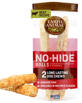 Earth Animal No Hide large roll beef chews for big dogs, long-lasting entertainment.
