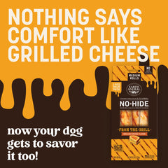 Earth Animal No Hide Chews medium dog size illustration shows suitability for 40-69 lb dogs