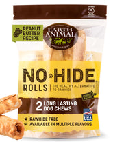 Earth Animal No Hide Chews medium rolls with peanut butter for medium dogs.