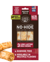 Earth Animal No-Hide chews in packaging for long-lasting chewing.