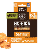 Earth Animal No Hide Chews small rolls chicken pack offer a long-lasting chew for small dogs