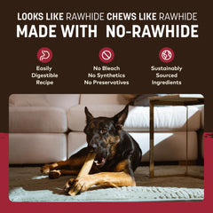 Earth Animal No Hide chews made in USA, quality standards reflected.