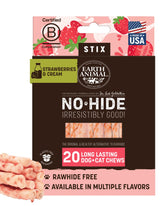 Earth Animal No-Hide Stix Strawberries & Cream closeup for small pets' gentle chew.