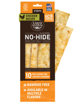 Earth Animal No Hide Strips packaging shows natural ingredients for dogs.