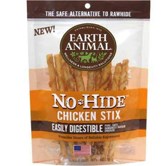 Earth Animal NoHide Chicken Stix 10-pack for small pets; savory chicken chew.