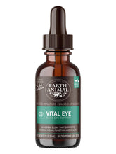Earth Animal Vital Eye bottle and drops support daily eye health for pets.
