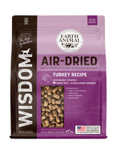 Earth Animal Wisdom air-dried turkey bag shows premium packaging for all breeds.