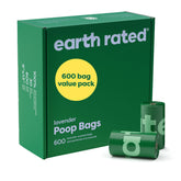 Earth Rated dog poop bag rolls for easy, on-the-go cleaning.