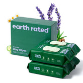 Earth Rated dog wipes for paws cleaning with lavender scent after walks.