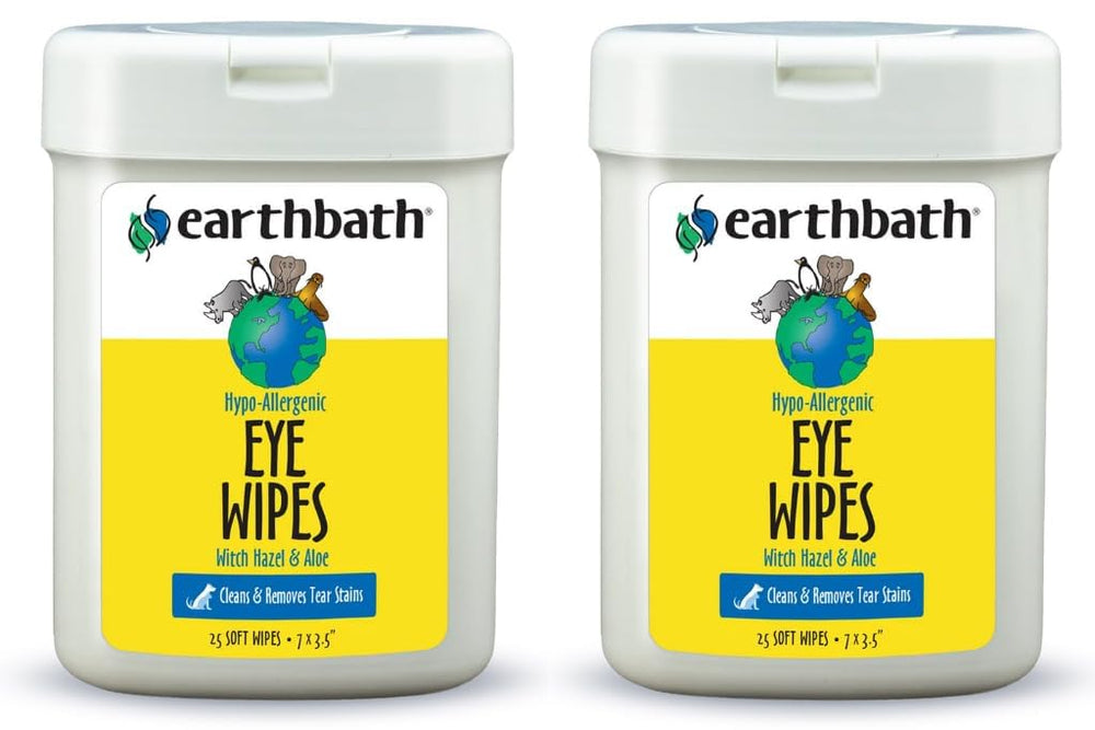 Earthbath hypoallergenic eye wipes fragrance-free for dogs and cats, gentle cleansing around eyes.