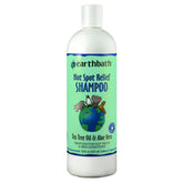Earthbath hot spot relief tea tree shampoo bottle helps soothe itchy skin in dogs.