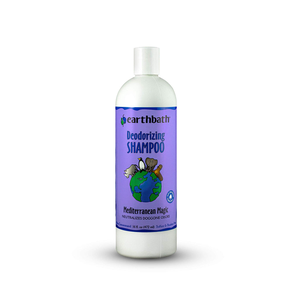 Earthbath Mediterranean Magic dog shampoo rosemary scent deodorizes and refreshes coats.