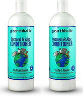 Earthbath Oatmeal & Aloe conditioner bottle demonstrates gentle care for dogs.
