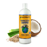 Earthbath Oatmeal and Aloe shampoo bottle highlights gentle plant-based cleansing for dogs