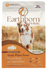 Earthborn Holistic Great Plains Feast bag and bowl side view for balanced nutrition