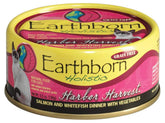 Earthborn Holistic Harbor Harvest can with salmon and whitefish in gravy, omega-3 rich.