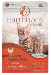Earthborn Holistic Primitive Feline dry kibble in a bowl for protein-forward meals.