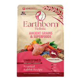 Earthborn Holistic Unrefined Roasted Rabbit dry dog food bag 25 lb, pea-free for sensitive digestion