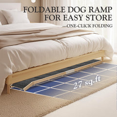 Easyego dog ramp with non-slip carpet improves footing during transitions.