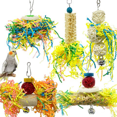 EBaokuup shredding toy with loofah for parrots promotes safe chewing and enrichment.