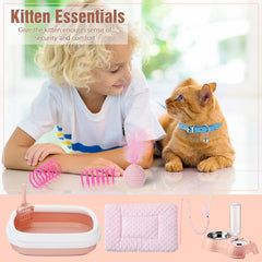 Eccliy kitten starter kit pink cat collar offers safe, adjustable style.