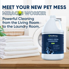 Eco Strong Carpet Odor and Stain Removal supports fresh carpets and area rugs.