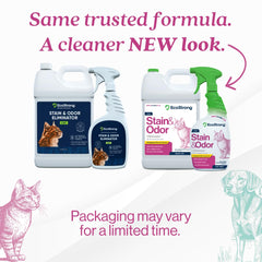 Eco Strong spray-action illustrates quick spot cleaning and odor control.