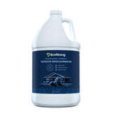 Eco Strong Outdoor Odor Eliminator bottle being poured on patio to neutralize odors