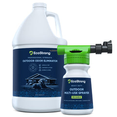 Eco Strong Outdoor Odor Eliminator bottle ready for quick outdoor odor control.