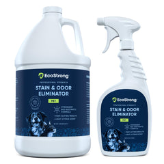 Eco Strong pet urine enzyme cleaner bottle pour removes odors and stains from multiple surfaces