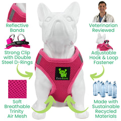 EcoBark escape-proof pink harness close view demonstrating snug sizing