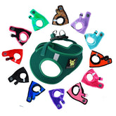 EcoBark Step in harness on a tiny dog in forest green, ideal for small breed comfort