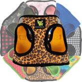 EcoBark Step in leopard mesh harness for tiny dogs, secure fit.