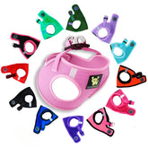 EcoBark Teacup Harness front view in pink with soft mesh for tiny dogs.