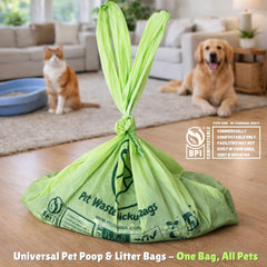 Bags with tie handles ready for easy scooping and sealing