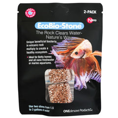 EcoBio-Block Nano 2-Pack close-up showing volcanic rock for natural filtration and clarity.