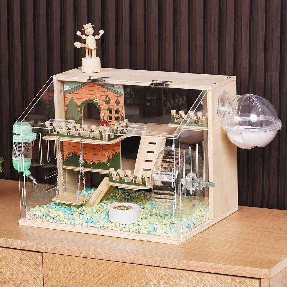 ECOCEN 11-in-1 hamster cage with three-story house for roomy play.