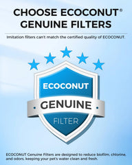 ECOCONUT 13L fountain with wider, deeper tray for easier drinking by multiple dogs.