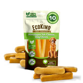 EcoKind Premium Gold Yak Chew, large stick 6-8in, durable for strong chewers.